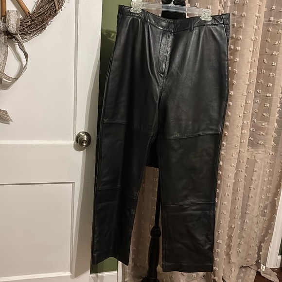 Style & Co Genuine Leather Straight Leg Pants | Y2K 2000s Black - Picture 3 of 17